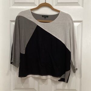For Cynthia Colorblock Dolman Sleeve Top - Black and Gray& White.